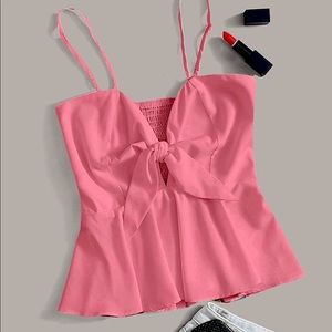 SHEIN tie front peplum top